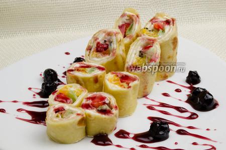 Фото рецепта Блинчики с фруктовой начинкой