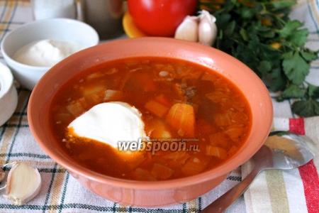 Фото рецепта Борщ c копчёными свиными рёбрышками