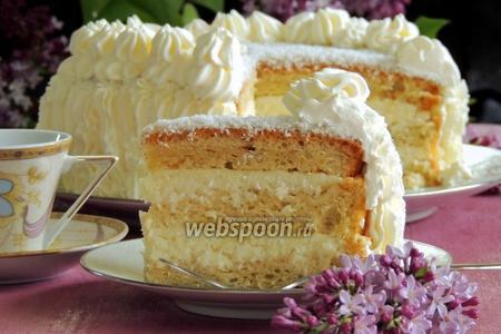 Фото рецепта Белый кокосовый торт