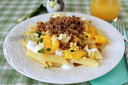 Фото рецепта Макароны с фаршем и яйцом