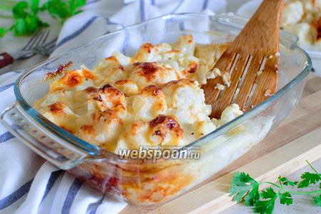 Фото рецепта Цветная капуста со сметаной и сыром