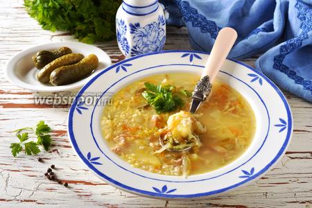 Фото рецепта Щи с солёными огурцами