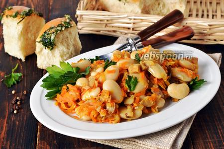 Фото рецепта Постный салат из фасоли с грибами