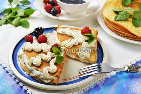 Фото рецепта Блинчики с творожно-маковым кремом