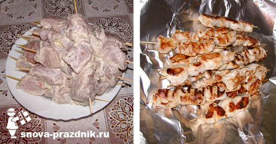 куриные_шашлычки_на_шпажках_04 шашлычки на сковородке из куриного филе