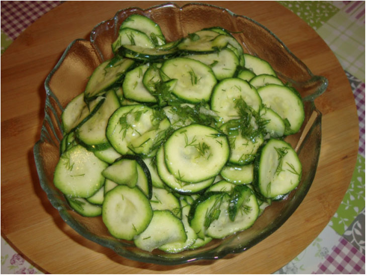 Рецепт вкусного салата из кабачка Салат из кабачка и укропа