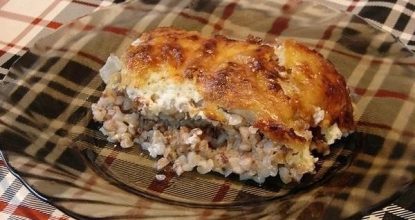 Курица, запеченная с гречкой