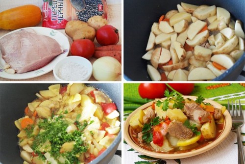 Свинина с овощами рагу в мультиварке