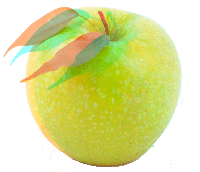 3D Anaglyph Image of Green Apple for Viewing with Red/Blue Glasses Ripe Green Apple in Anaglyph 3D