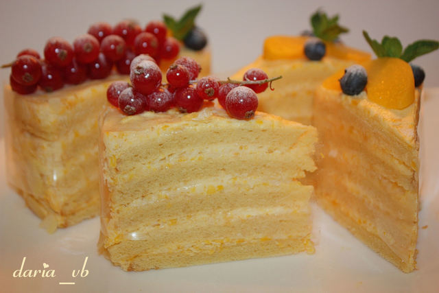 Фото к рецепту: Сливочный торт «нежность» (для одной прекрасной мамы)